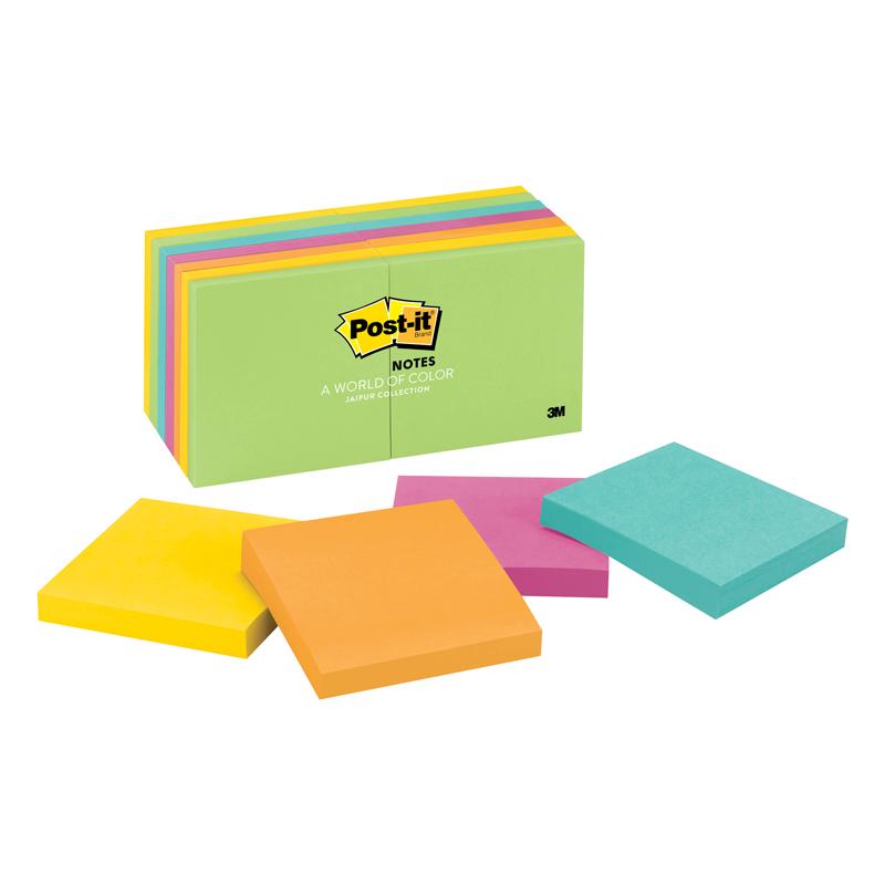 Post-it® Notes Original Notepads -Jaipur Color Collection - 1400 - 3