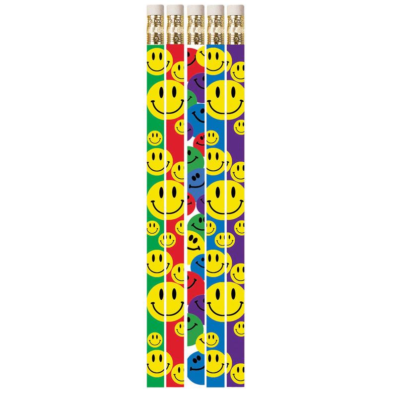 Happy Face Assorted Motivational Pencils, 12/pkg