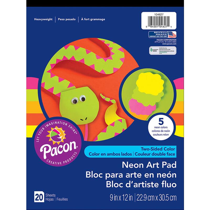 Art Street® Neon Art Paper Pad, 5 Assorted Colors, 9