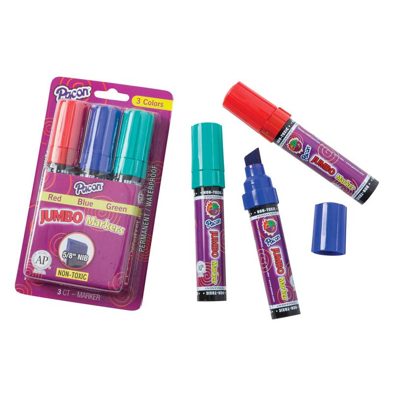 Jumbo Markers, 3 Assorted Colors, 5/8