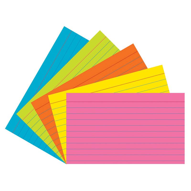 Pacon Super Bright Assorted Index Cards - Front Ruling Surface - Ruled - 0.25