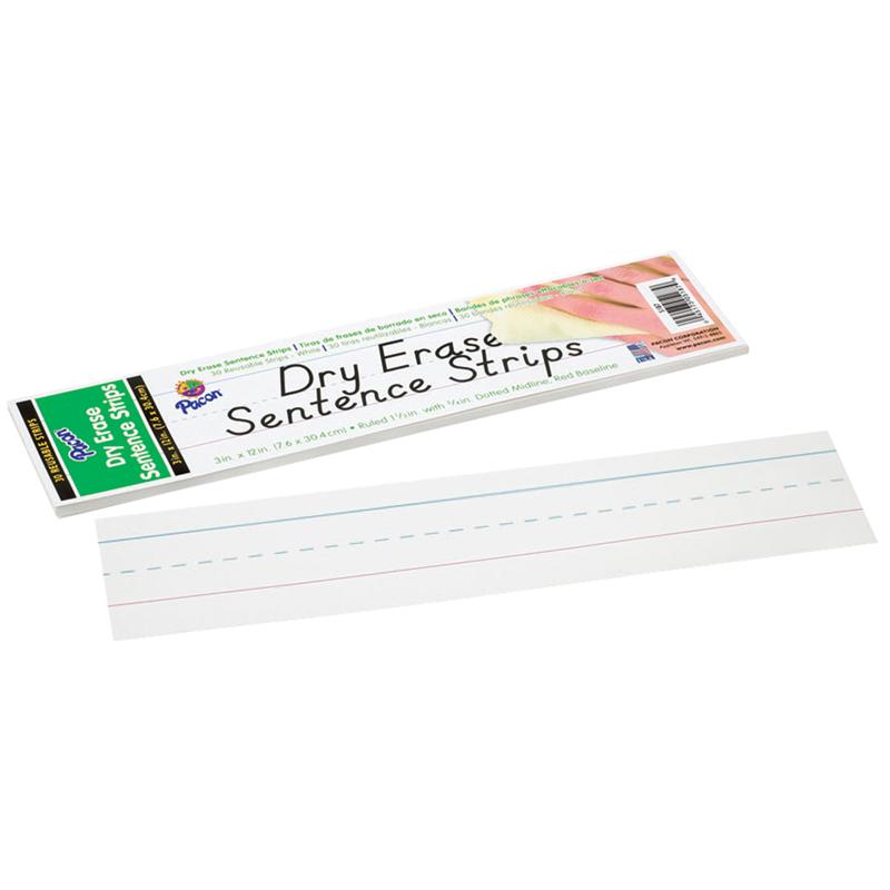 Dry Erase Sentence Strips, White, 1-1/2