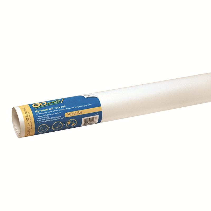 GoWrite!® Dry Erase Roll - Dry-erase, Self-adhesive - White Surface - 20ft Width x 24