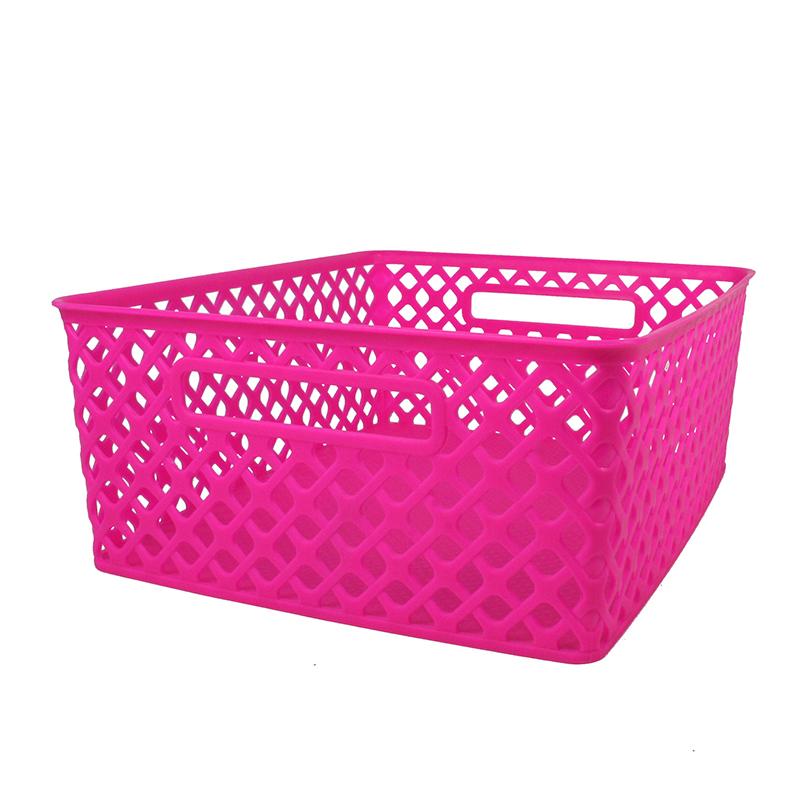 Woven Basket, Medium, Hot Pink