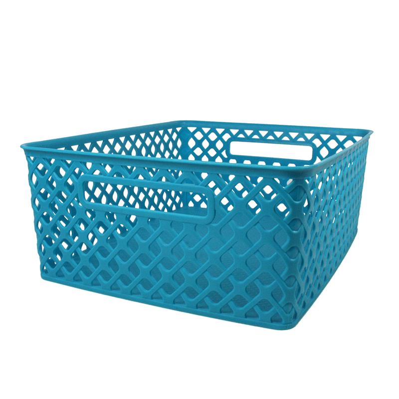 Woven Basket, Medium, Turquoise