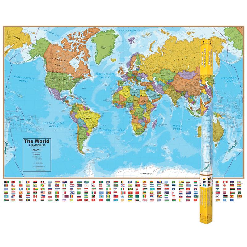 Hemispheres Blue Ocean Series World Laminated Wall Map, 38
