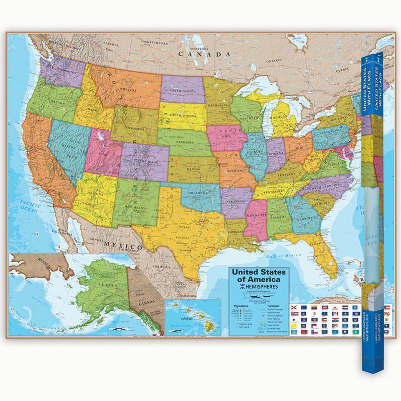 Hemispheres Blue Ocean Series USA Laminated Wall Map, 38
