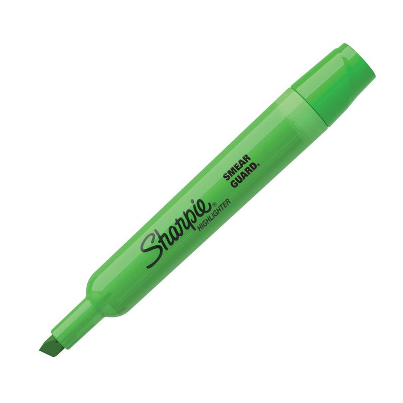 Sharpie Highlighter - Tank - Chisel Marker Point Style - Fluorescent Green - 12 / Pack