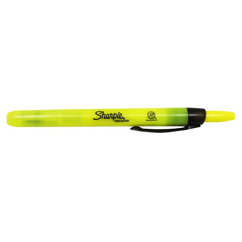 Sharpie Smear Guard Retractable Highlighters - Chisel Marker Point Style - Retractable - Fluorescent Yellow - Yellow Barrel