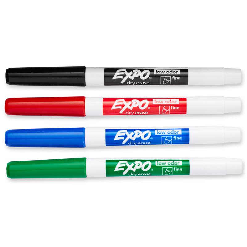 Expo Low Odor Markers - Fine Marker Point - Assorted - 4 / Set