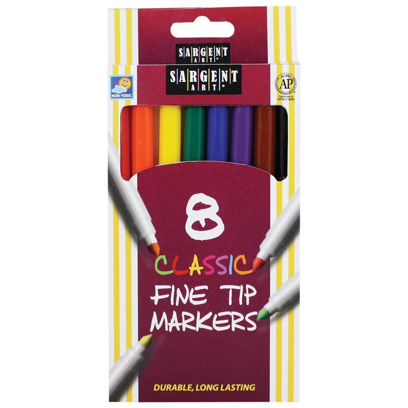 Sargent Art® Classic Markers, Fine Tip, 8 colors