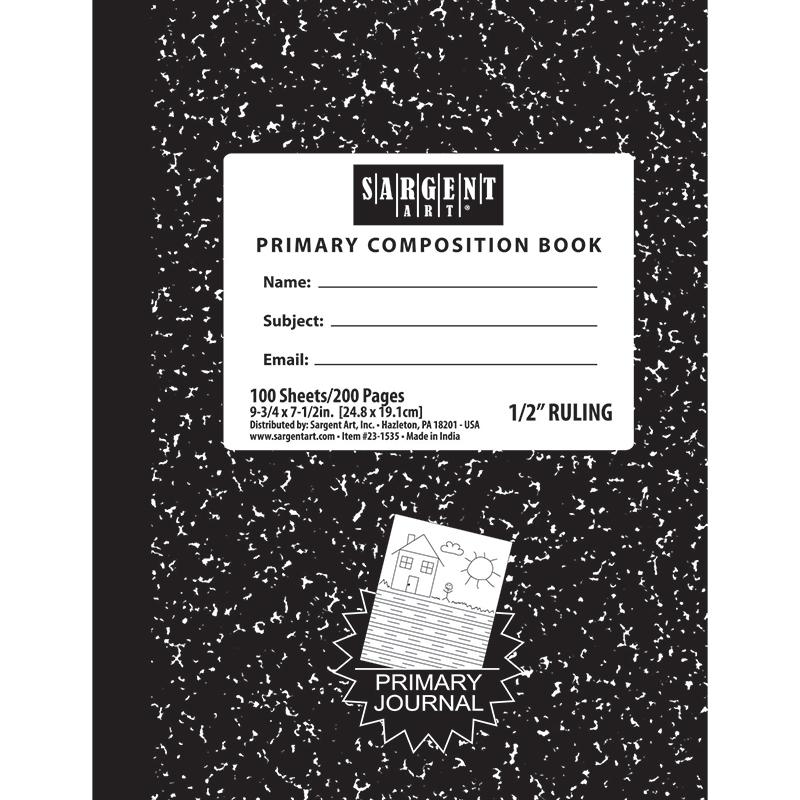 Primary Wide Ruled Composition Hard Cover Notebook, 7.5