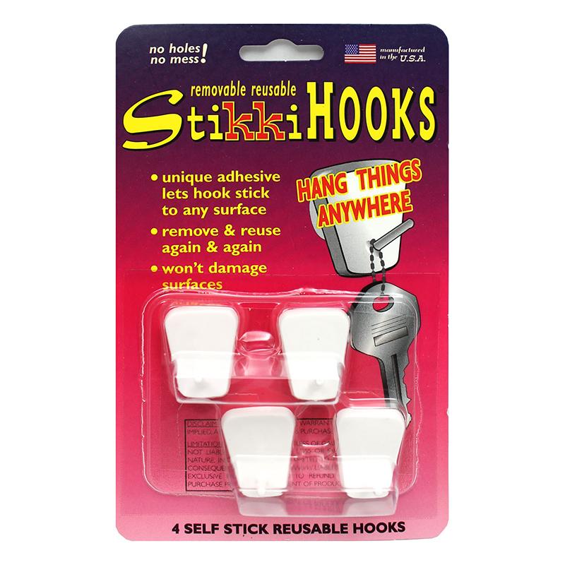 StikkiHOOKS®, White, Pack of 4