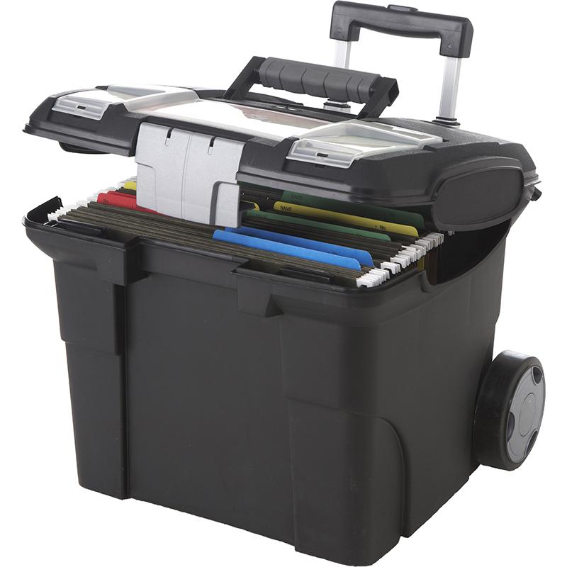 Storex Premium File Cart - Telescopic Handle - Steel, Plastic - 15