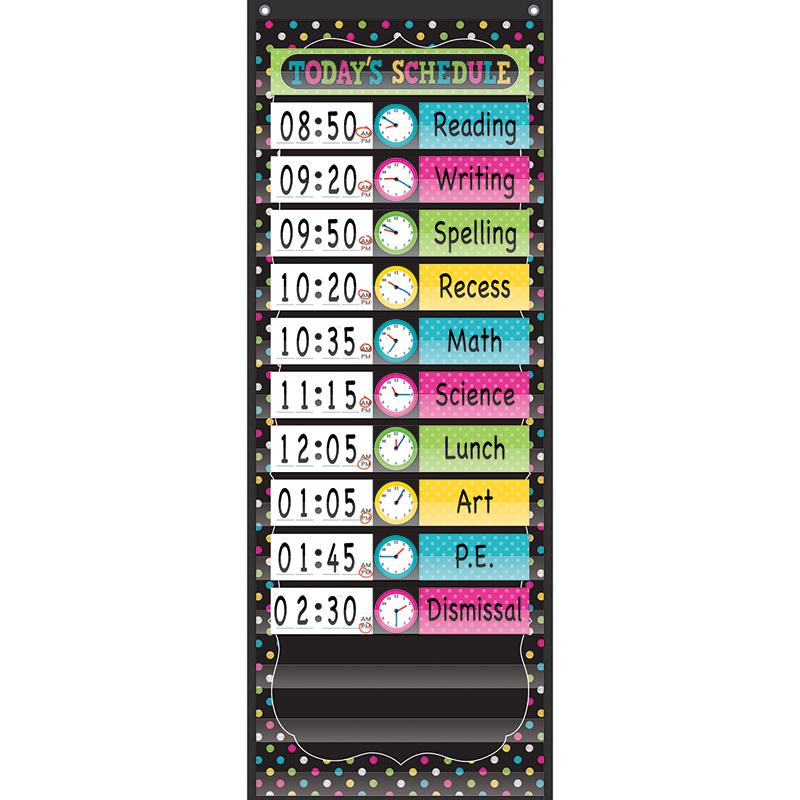 Chalkboard Brights 14 Pocket Daily Schedule Pocket Chart, 13