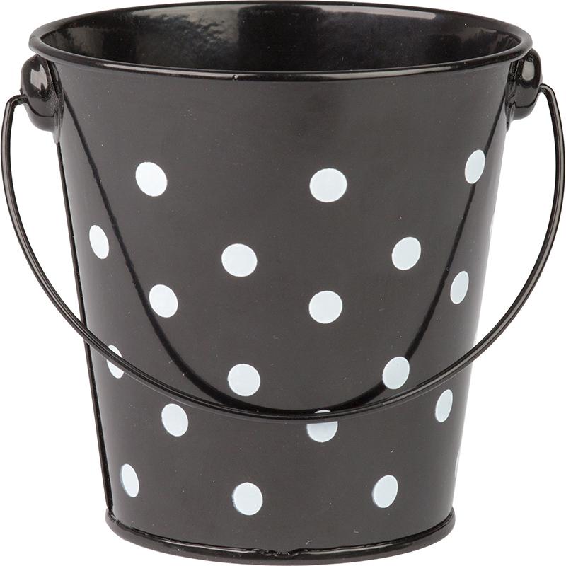 Black Polka Dots Pail with Handle
