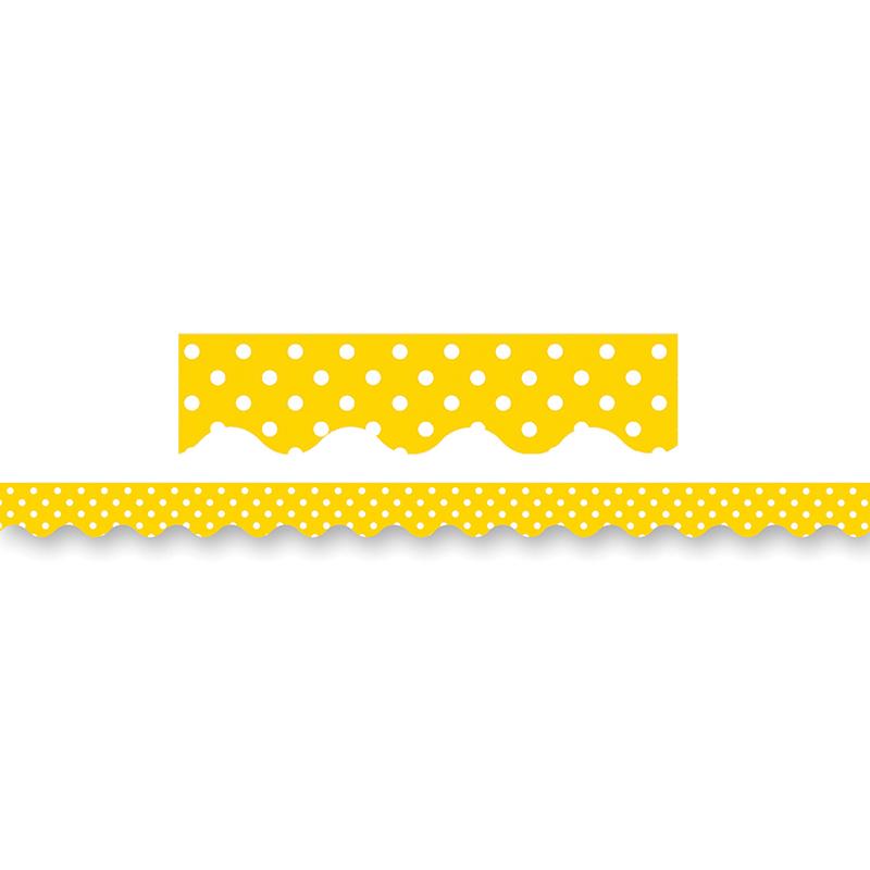 Yellow Mini Polka Dots Border Trim, 35 Feet