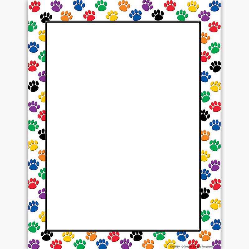 Colorful Paw Prints Computer Paper, 50 Sheets