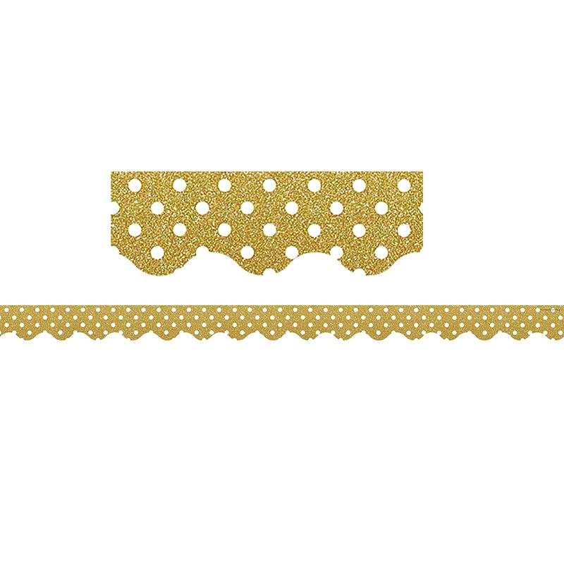 Confetti Gold Polka Dots Scalloped Border Trim