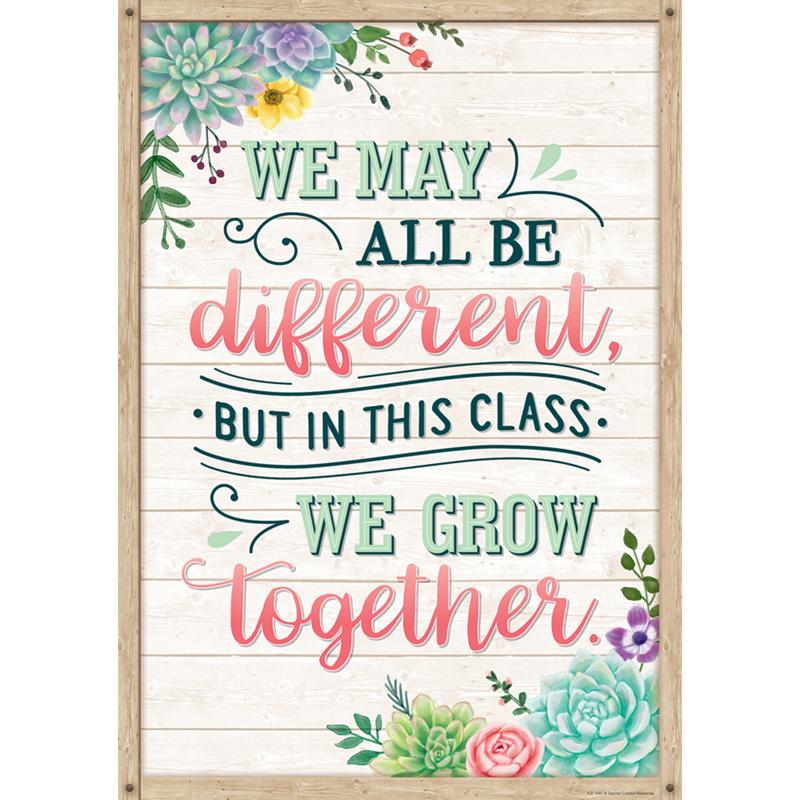 We May All Be Different, but in This Class We Grow Together Positive Poster