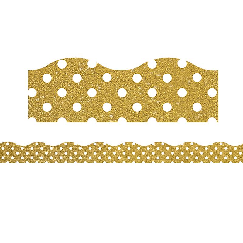 Clingy Thingies® Border, Gold Shimmer with White Polka Dots