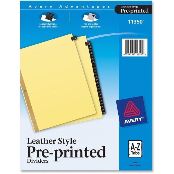Avery® Preprinted Tab Dividers - Gold Reinforced Edge - Printed Tab(s) - Character - A-Z - 25 Tab(s)/Set - 8.5
