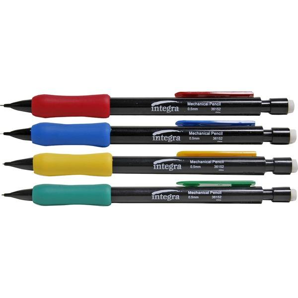 Integra Grip Mechanical Pencils - 0.5 mm Lead Diameter - Refillable - Assorted Barrel - 12 / Dozen