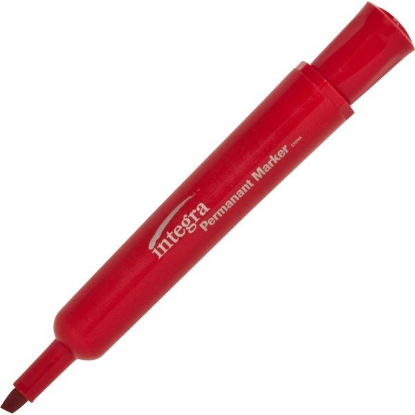 Integra Permanent Chisel Markers - Chisel Marker Point Style - Red - 12 / Dozen