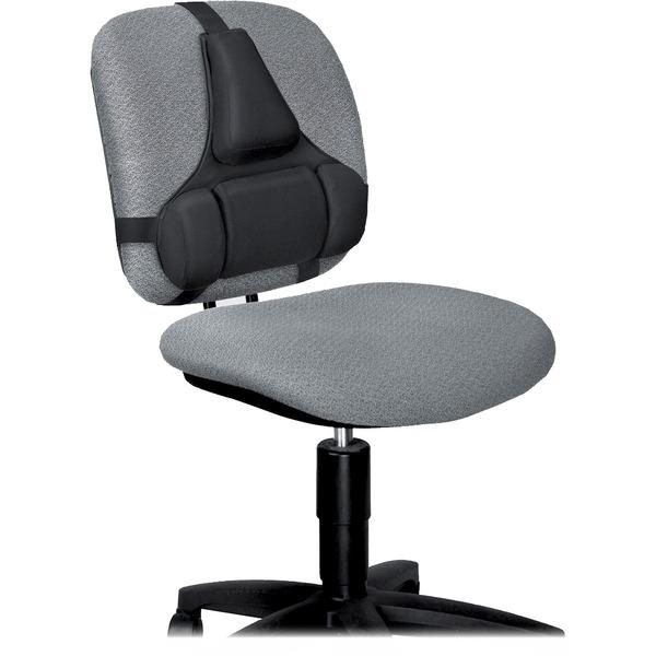 Fellowes Professional Series Back Support with Microban® Protection - Adjustable, Antimicrobial, Breathable, Tri-Tachment Structure, Comfortable, Cushioned, Soft, Contoured - Strap Mount - 15