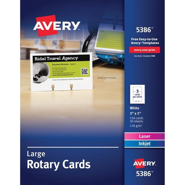 Avery® Large Rotary Cards - Uncoated - 2-Sided Printing - 150 Card Capacity - For 5
