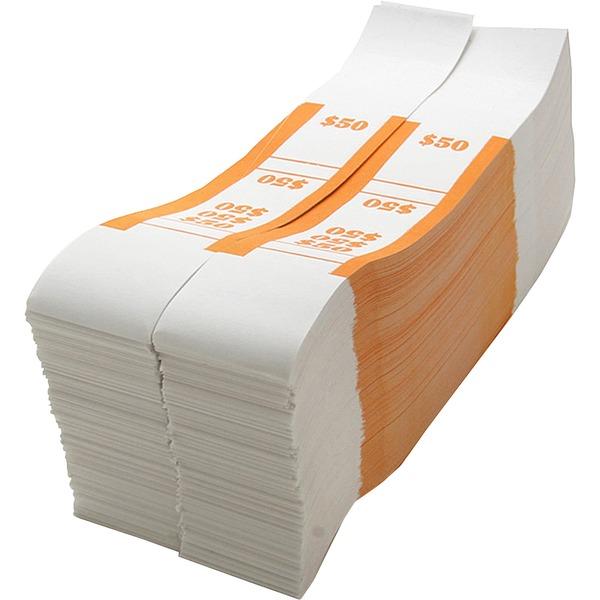  Sparco White Kraft Aba Bill Straps - 1000 Wrap (S) Total $50 In $1 Denomination - Kraft - Orange