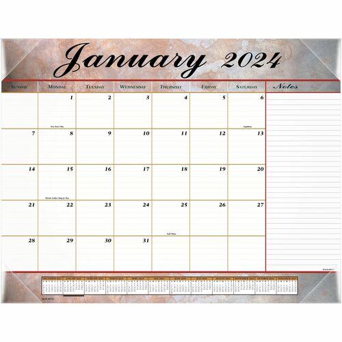 At-A-Glance Monthly Desk Pad - Julian Dates - Monthly - 1 Year - January 2024 till December 2024 - 1 Month Single Page Layout - 22