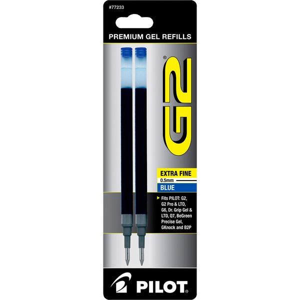 Pilot G2 Premium Gel Ink Pen Refills - 0.50 mm, Extra Fine Point - Blue Ink - Smear Proof - 2 / Pack