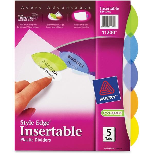 Avery® Style-Edge Insertable Dividers - 5 Tab(s) - 5 Tab(s)/Set - 8.5