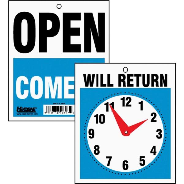 HeadLine Will Return Clock Hands Signs - 1 Each - Open, Come In, Will Return Print/Message - 7.5