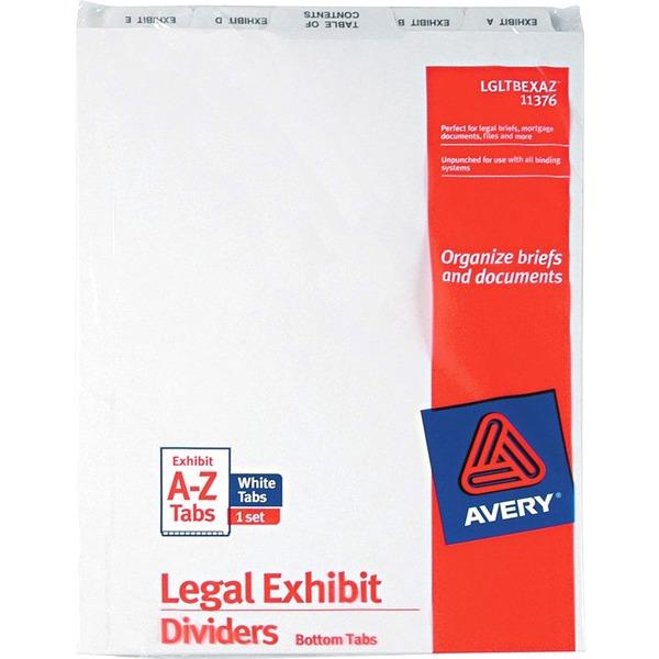 Avery® Premium Collated Legal Exhibit Dividers with Table of Contents Tab - Avery Style - 26 x Divider(s) - Printed Tab(s) - Character - A-Z - 26 Tab(s)/Set - 8.5