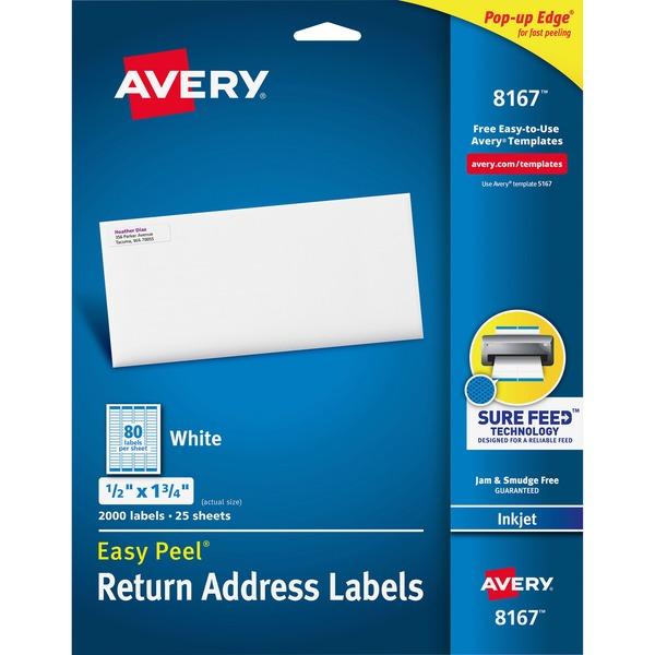 Avery® Easy Peel Return Address Labels - Sure Feed - Print to the Edge - Permanent Adhesive - 1 3/4