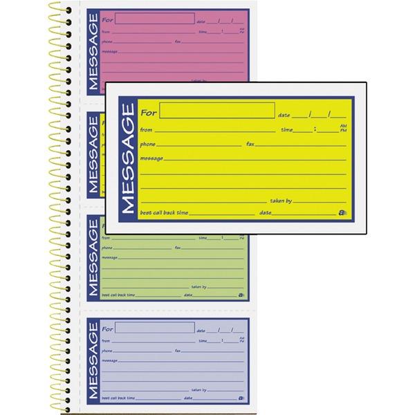 Adams 2-Part Carbonless Phone Message Books - 200 Sheet(s) - Spiral Bound - 2 PartCarbonless Copy - 5.25