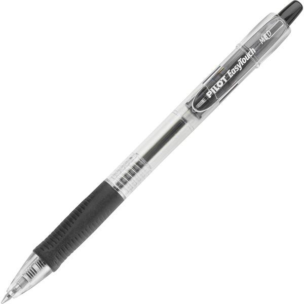 Pilot EasyTouch Retractable Ballpoint Pens - Medium Pen Point - 1 mm Pen Point Size - Refillable - Retractable - Black - Clear Barrel - 12 / Dozen