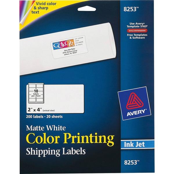 Avery® Color Printing Shipping Labels - Sure Feed - Permanent Adhesive - 4