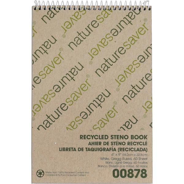 Nature Saver Recycled Steno Book - 60 Sheets - Spiral - 6
