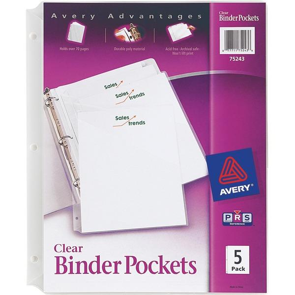 Avery® Binder Pockets - Slash Opening - Letter - 8 1/2
