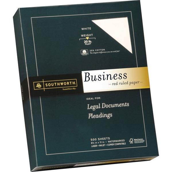 Southworth Red Ruled Business Paper - Letter - 8 1/2