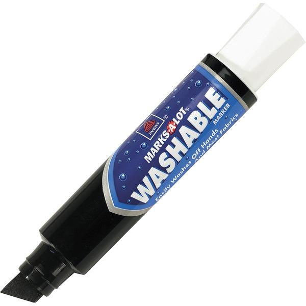 Avery® Marks A Lot Jumbo Washable Marker - Extra Broad Marker Point - 15.87 mm Marker Point Size - Black Water Based Ink - Black Barrel - 1 Each