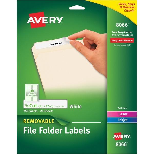 Avery® File Folder Labels - Sure Feed - Removable Adhesive - 2/3