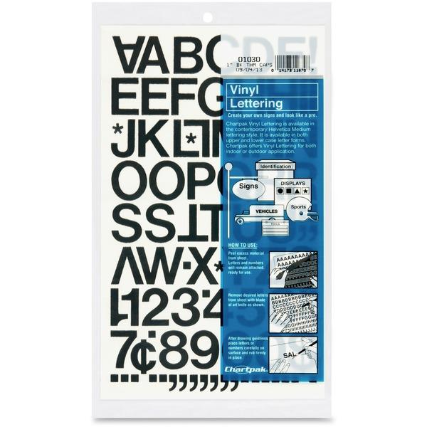 Chartpak Vinyl Helvetica Style Letters/Numbers - 12, 76 (Numbers, Capital Letters) Shape - Self-adhesive - Helvetica Style - Easy to Use - 1