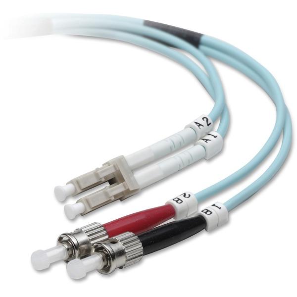 Belkin Fiber Optic Patch Cable - LC Male - ST Male - 3.28ft - Aqua