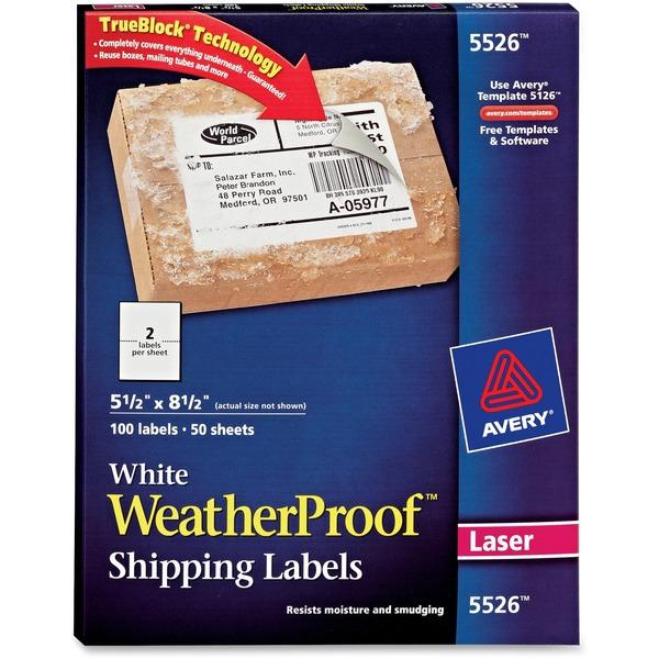 Avery® WeatherProof Mailing Labels - TrueBlock - Permanent Adhesive - 5 1/2
