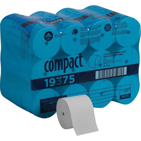 Compact Coreless Recycled Toilet Paper - 2 Ply - 4.05