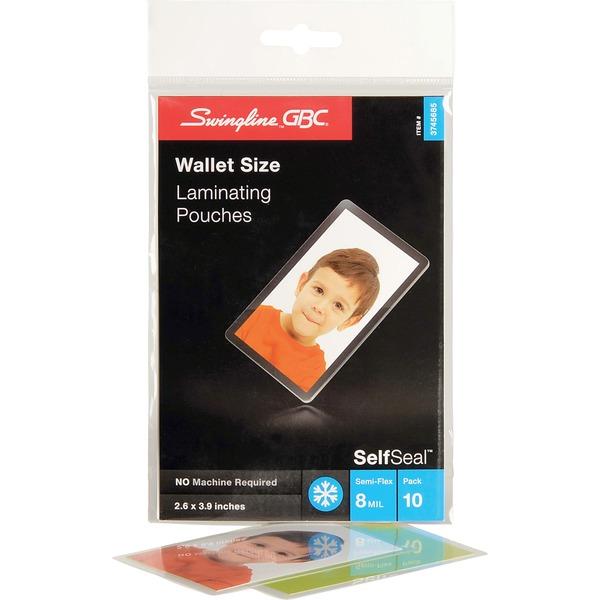 GBC Self Sealing Laminating Pouches - Sheet Size Supported: Wallet-size - Laminating Pouch/Sheet Size: 2.38
